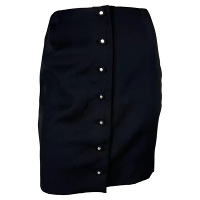 Pre-owned Versace S/s 1996 Gianni  Couture Medusa Button Black Stretch Wool Mini Skirt