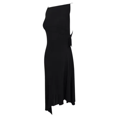 Pre-owned Versace S/s 1997 Gianni  Runway Black Viscose Wrap-style Asymmetric Dress It42