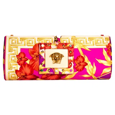 Pre-owned Versace S/s 2000 Gianni  By Donatella Runway Pink Printed Silk Convertible Clutch