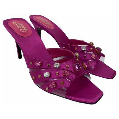 Pre-owned Versace S/s 2000 Vintage Gianni  Crystal Embellished Pink Sandals 39.5 – 9.5 Nwt