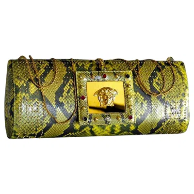 Pre-owned Versace S/s 2000 Vintage Gianni  Runway Embellished Python Clutch Bag In Brown