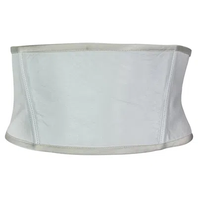 Pre-owned Versace S/s 2001 Gianni  By Donatella Runway White Leather Corset Waist Belt