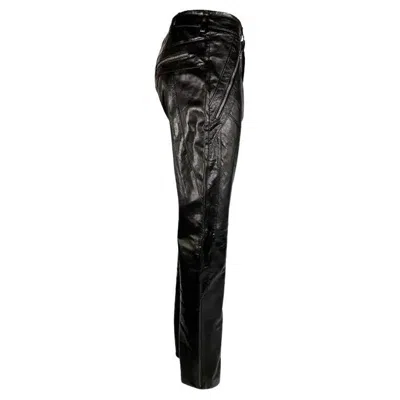 Pre-owned Versace S/s 2002 Gianni  By Donatella Black Leather Moto Style Zip Pants