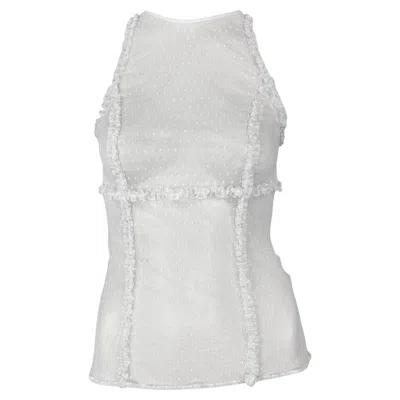 Pre-owned Versace S/s 2002 Gianni  By Donatella Runway Sheer White Sleeveless Ruffle Top