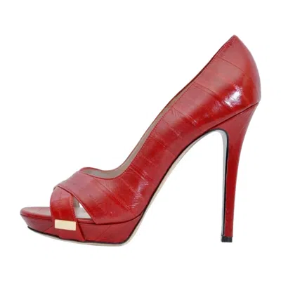 Pre-owned Versace S/s 2002 Vintage  Red Eel Skin Platform Shoes 40 -10 Nwt