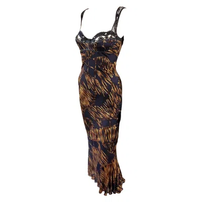 Pre-owned Versace S/s 2006 Runway Unworn Bustier Bra Midi Dress In Black