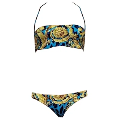 Pre-owned Versace S/s 2013 Look # 7  Baroque Printed Swimsuit Size Xs In Black