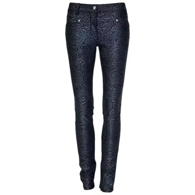 Pre-owned Versace S/s 2014 Look #5  Black Floral Print Slim Jeans Pants Size 26
