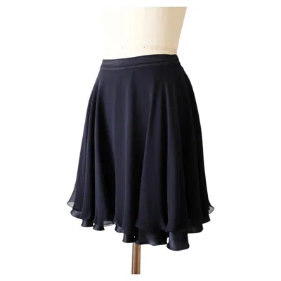 Pre-owned Versace Ss1995 Navy Silk Ballerina Mini Skirt (xs) In Blue