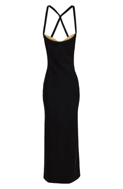 Versace Stappy Back Jersey Gown In Black