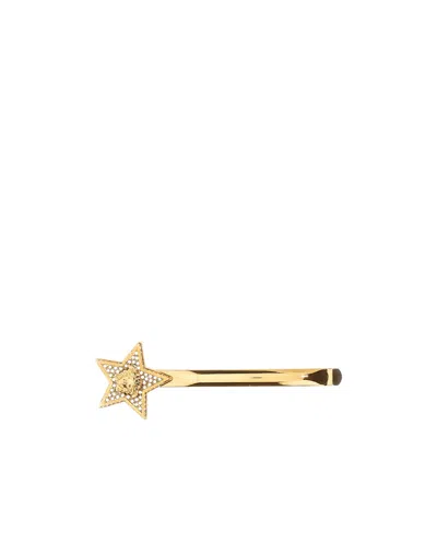 Versace Star-embellished Hair Pin In Yellow