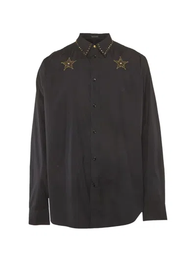 Pre-owned Versace Star-embellished Shirt In Black