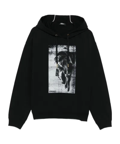 VERSACE STATUE-PRINT COTTON HOODIE
