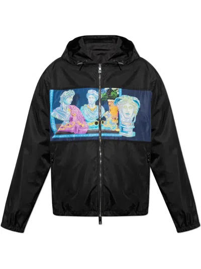Versace Statue-print Track Jacket In Black