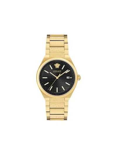 Versace Steel Greek Key 39mm In Gold