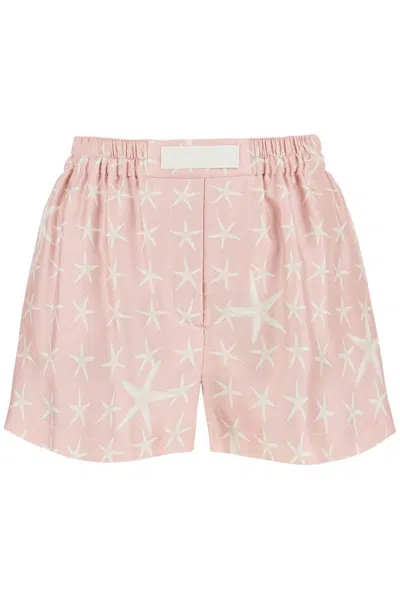 Versace Starfish Print Cotton Shorts In Pink