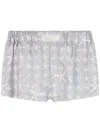 Versace Logo-patch Star Motif Shorts In Grey