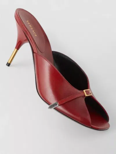 Versace Stiletto Heel Open Toe Mules Sandals In Red