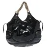 VERSACE STITCHES PATENT LEATHER CHAIN SHOULDER BAG