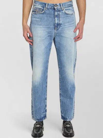 Versace Stud-embellished Straight-leg Jeans In Blue