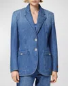 Versace Blue Oversized Tailored Denim Blazer In Medium Blue