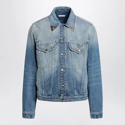 Versace Stonewashed Denim Jacket In Blue