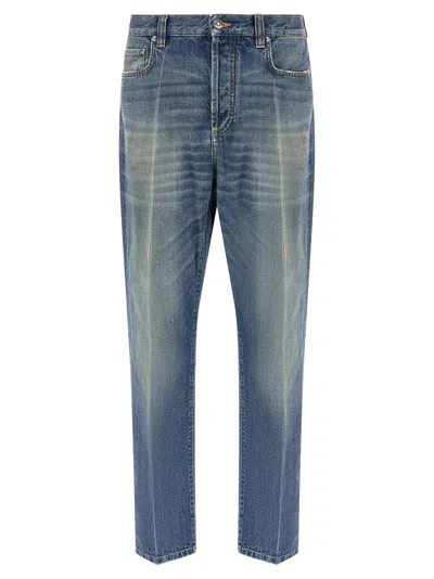 Versace Stone-washed Distressed Jeans In Blue