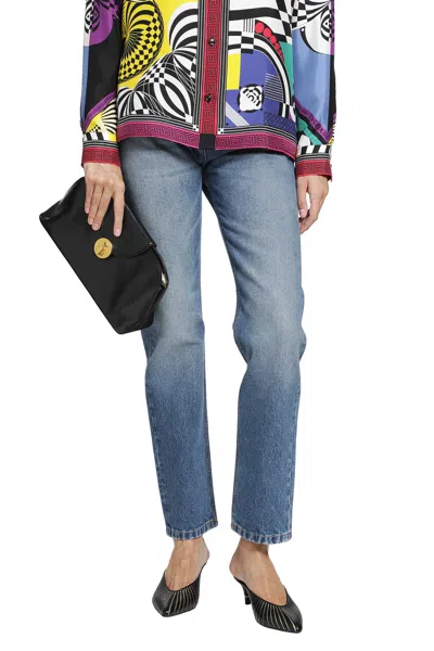 Versace Straight 5 Pocket Jeans In Blue