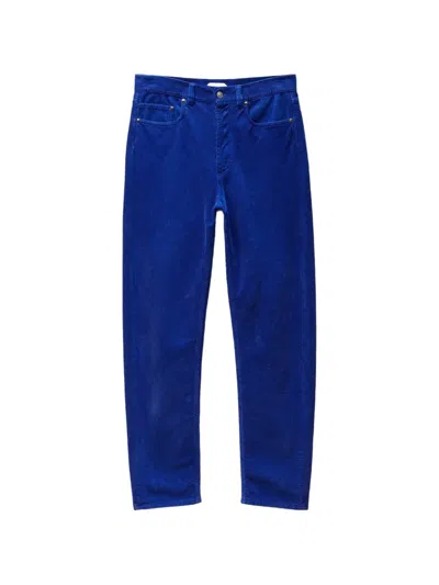 Versace Straight Corduroy Velvet Pants In Blue