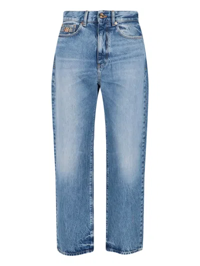 Versace Mid-rise Cotton Denim Jeans With Classic Five-pocket Styling In Blue