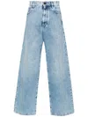 Versace Stonewashed Denim Wide Jeans In Blue