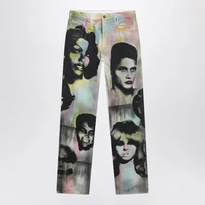 Versace Straight Jeans With The Party Print In Multi