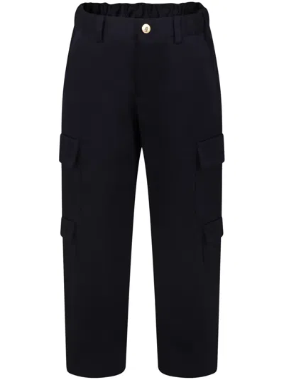 Versace Kids' Straight-leg Cotton Cargo Trousers In Blue
