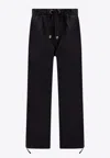 Versace Men Cotton Trouser With Back Embroidered Logo In Black