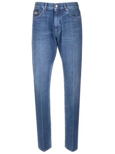 Versace Straight Leg Jeans In Blu