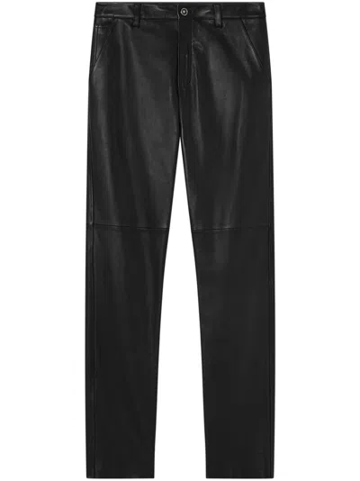 Versace Straight-leg Lambskin Trousers In Black
