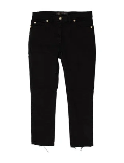 Pre-owned Versace Straight Leg Pants In Black