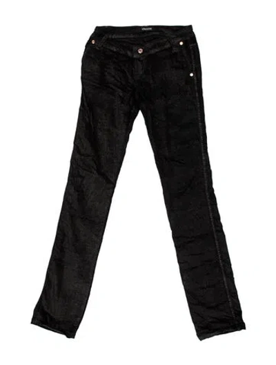 Pre-owned Versace Straight Leg Pants In Black