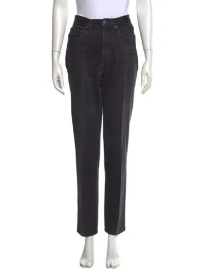 Pre-owned Versace Straight Leg Pants In Black