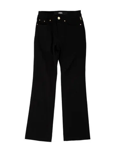 Pre-owned Versace Straight Leg Pants In Black