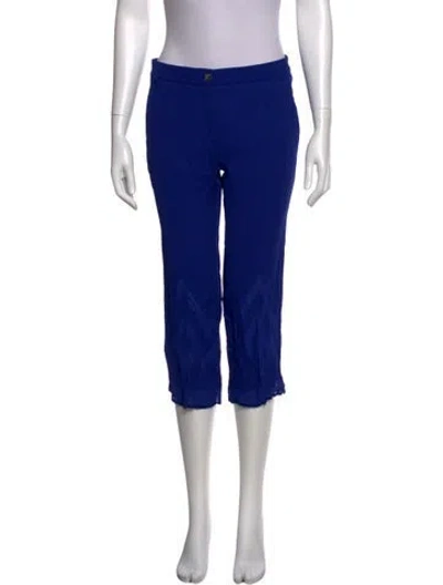 Pre-owned Versace Straight Leg Pants In Blue