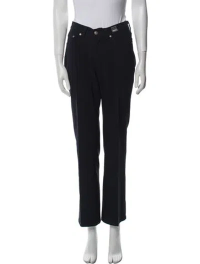 Pre-owned Versace Straight Leg Pants In Blue