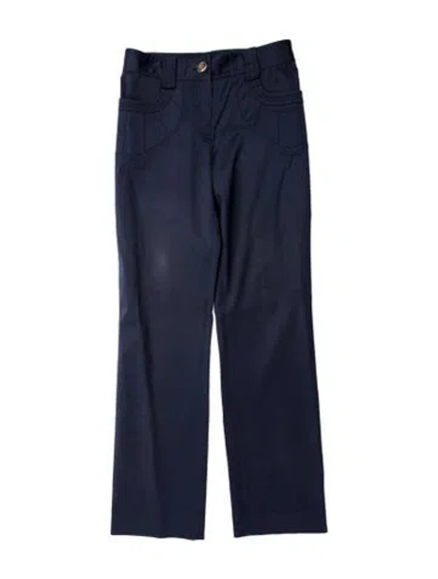 Pre-owned Versace Straight Leg Pants In Blue