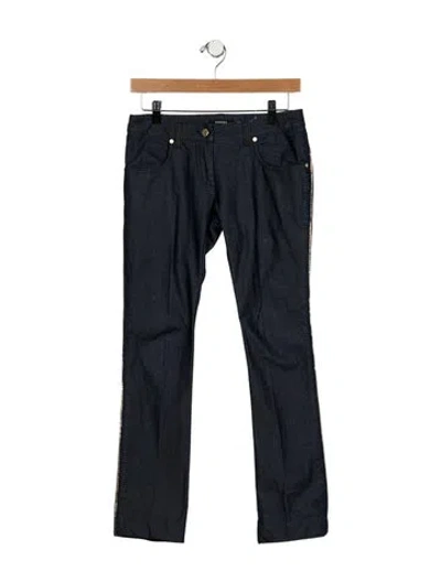 Pre-owned Versace Straight Leg Pants In Blue