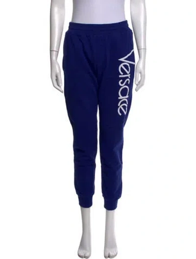 Pre-owned Versace Straight Leg Pants In Blue
