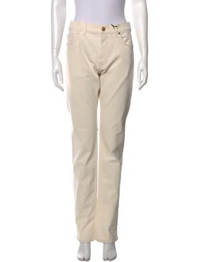 Pre-owned Versace Straight Leg Pants In Neutrals