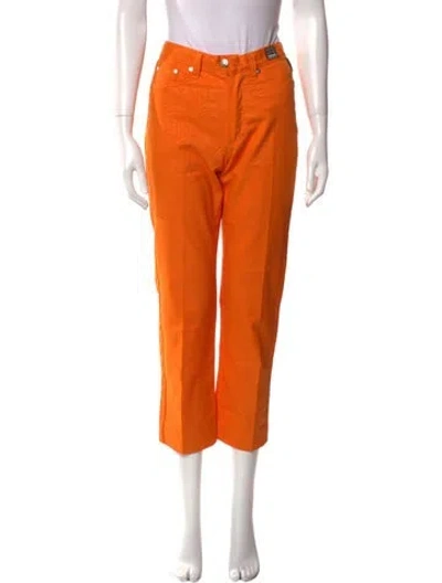 Pre-owned Versace Straight Leg Pants In Orange