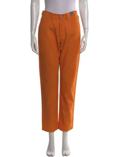 Pre-owned Versace Straight Leg Pants In Orange