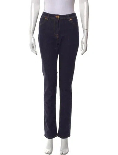Pre-owned Versace Straight Leg Pants W/ Tags In Blue