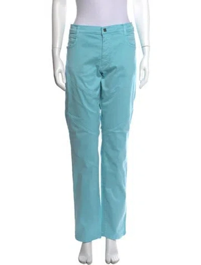 Pre-owned Versace Straight Leg Pants W/ Tags In Blue